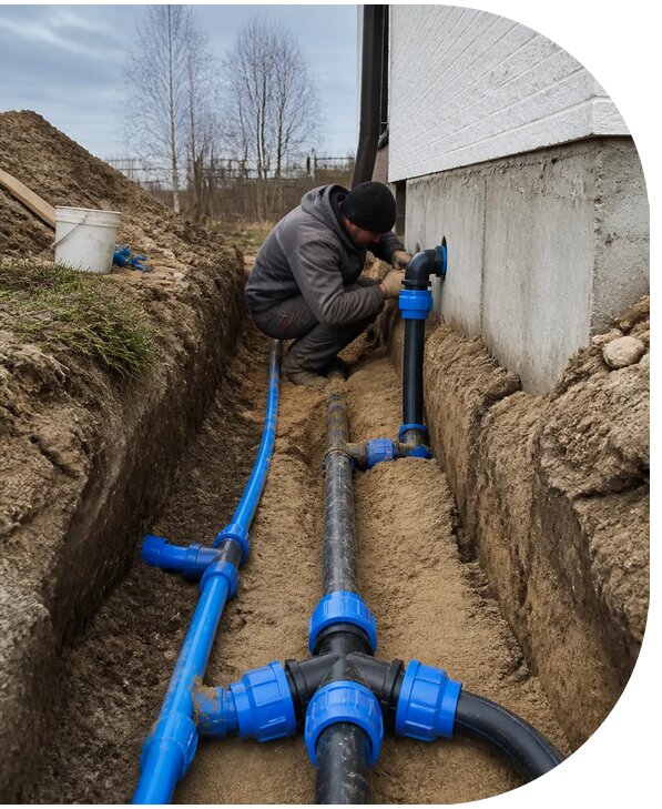 Монтаж наружного водопровода на участке под ключ в Южноуральске